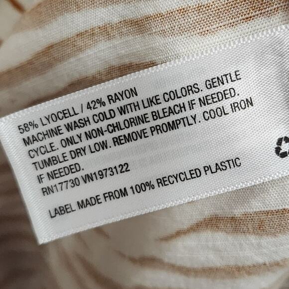 Ava & Viv Zebra Stripe Midi Pull On A-Line Slit Skirt Cream Brown Size 1X - Picture 6 of 7